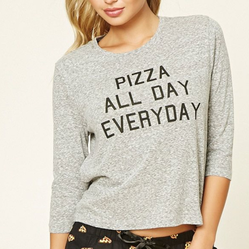Forever 21 “Pizza All Day Everyday” 3/4 sleeve top